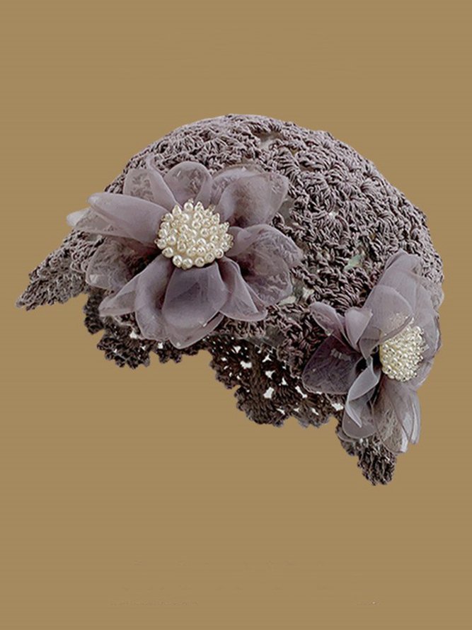 Elegant Imitation Pearls Applique Knitted Hat