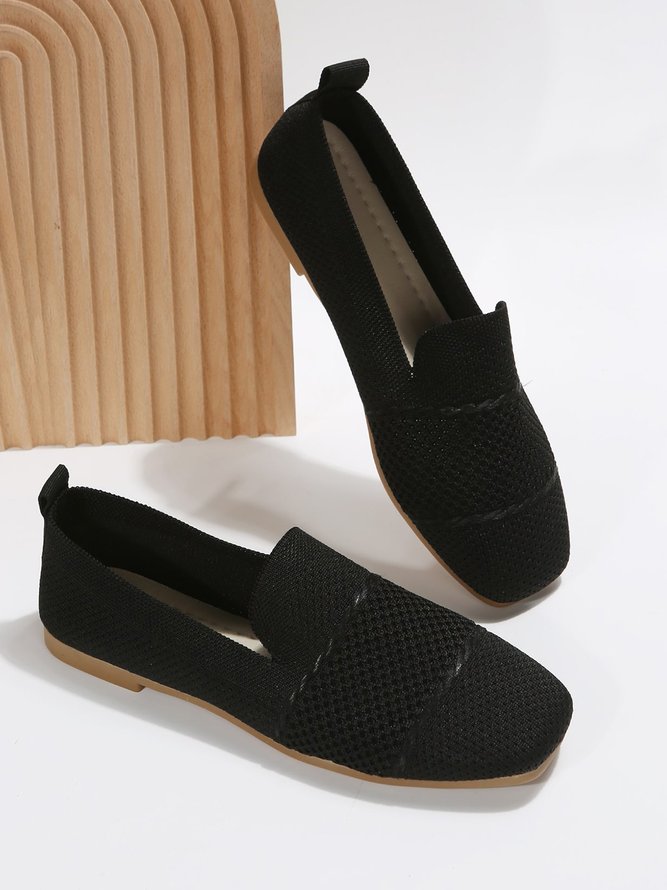 Women Hollow Out Comfy Square Toe Mesh Fabric Shoes