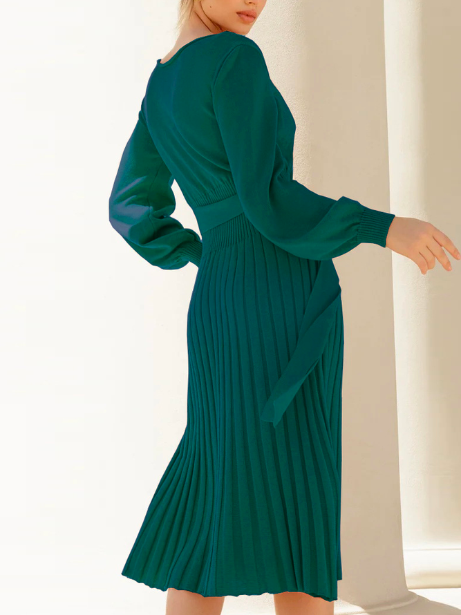 Loose Elegant Yarn/Wool Yarn Sweater Dress With No