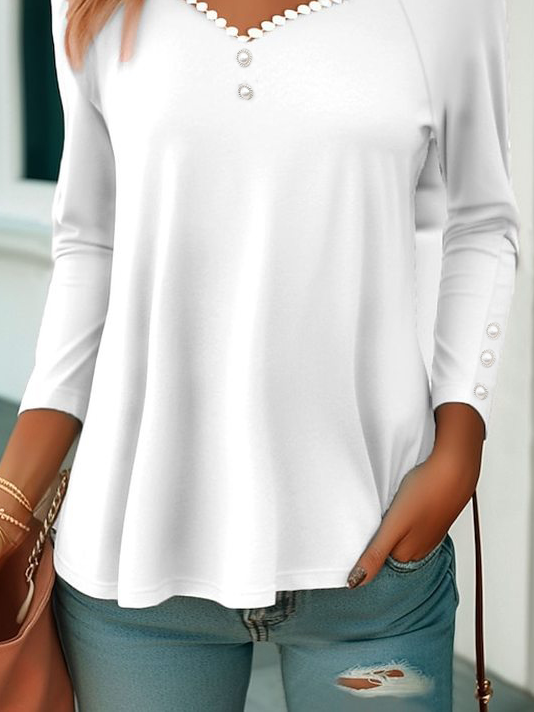 Sweetheart Neckline Casual Lace T-Shirt