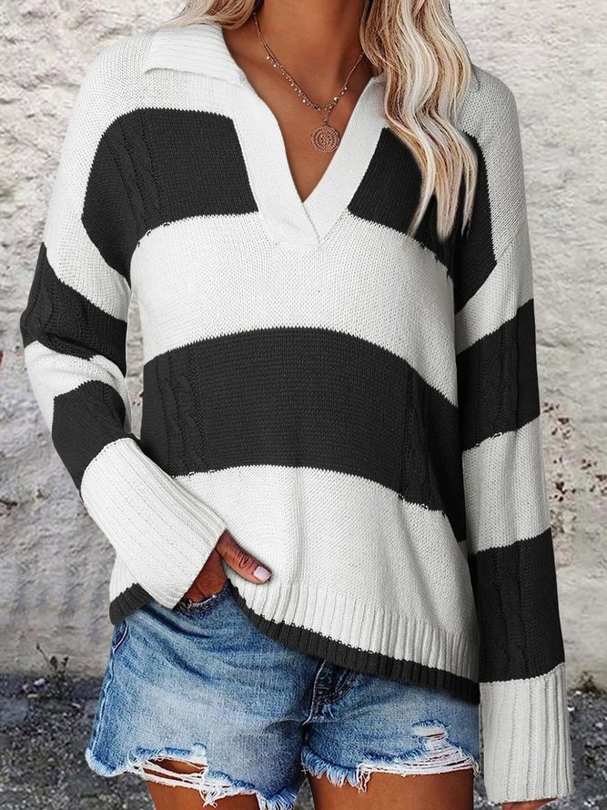 Loose V Neck Wool/Knitting Casual Sweater