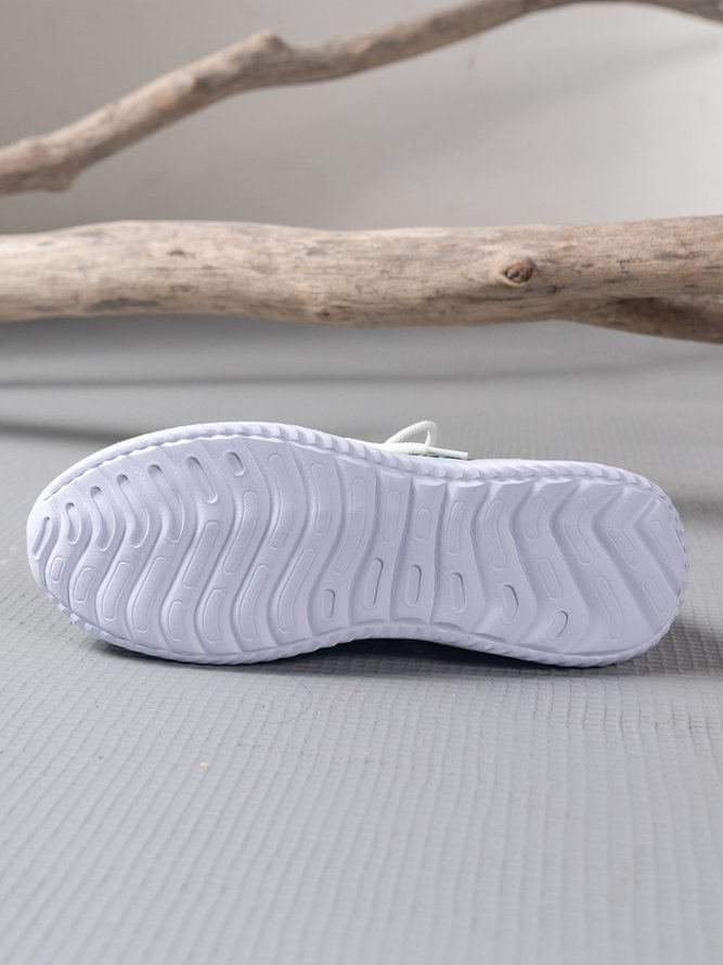 Women Ethnic Pattern Breathable Slip On Flyknit Sneakers