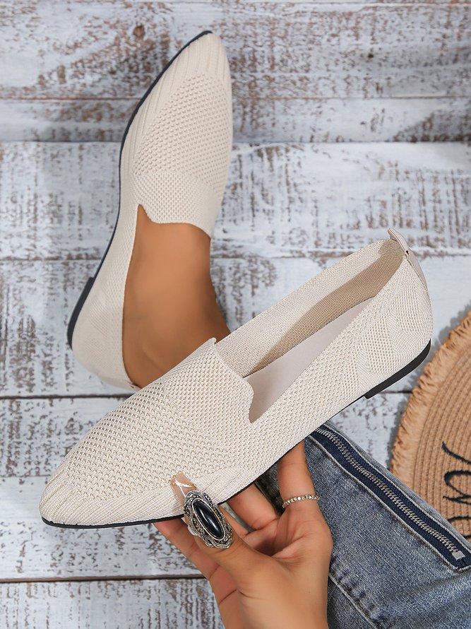 Casual Minimalist Mesh Fabric Pointed Toe Flat Shoes