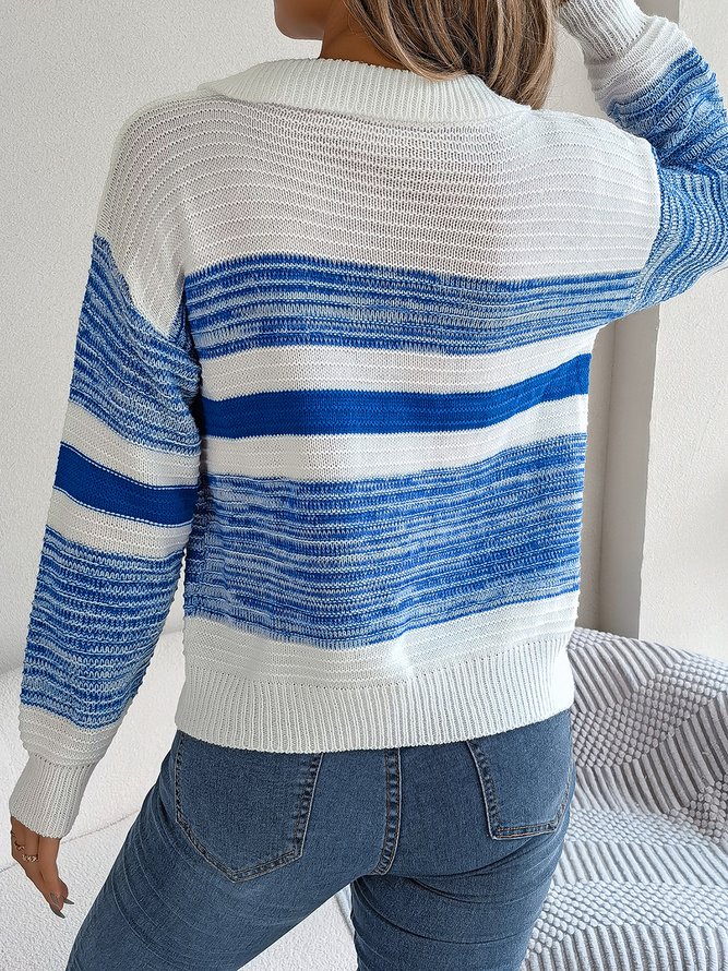 Wool/Knitting Casual Striped Loose Sweater