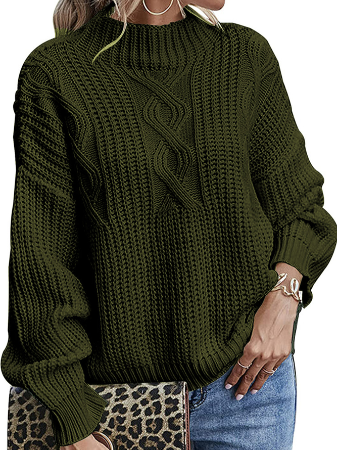 Casual Plain Wool/Knitting Sweater
