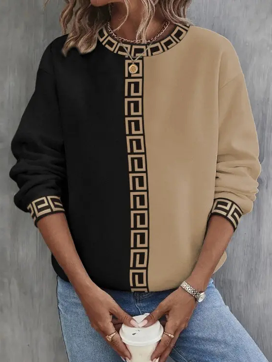 Casual Color Block Loose Sweatshirt