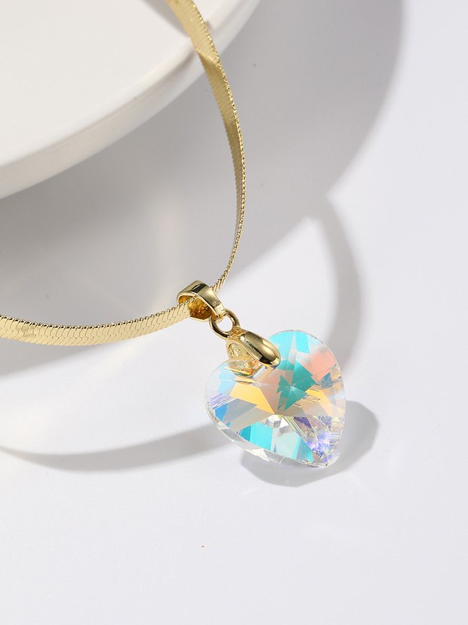 Heart Crystal Snake Chain Pendant Necklaces