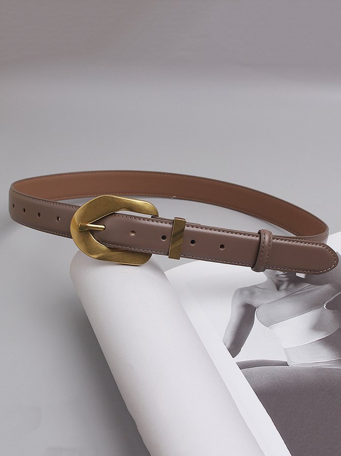 Ladies Leather Large Metal Buckle Belt