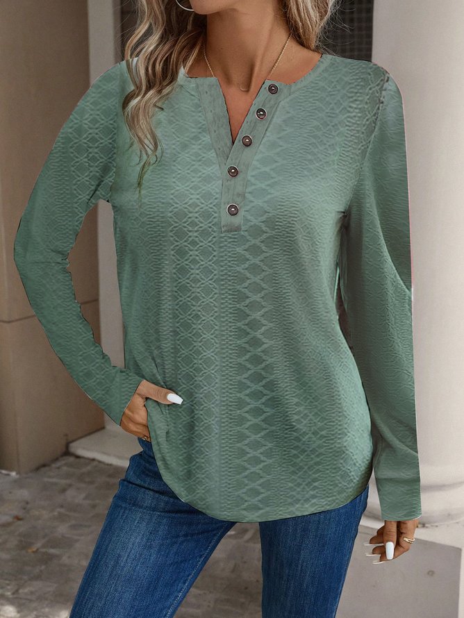 Knitted Casual Loose Plain T-Shirt
