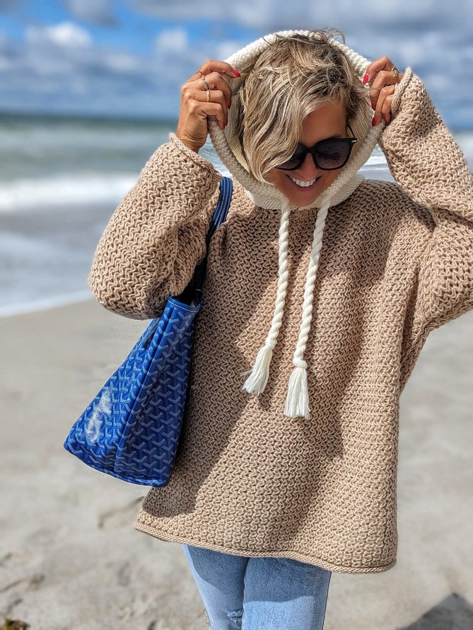 Loose Wool/Knitting Casual Plain Sweater