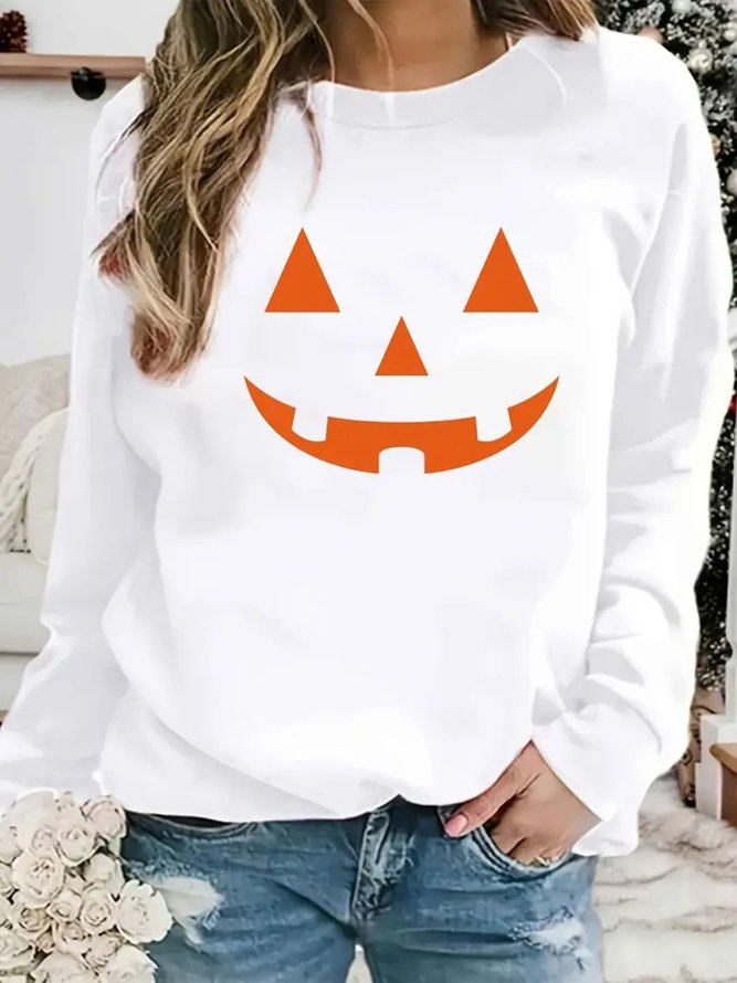 Casual Loose Crew Neck Text Letters Sweatshirt