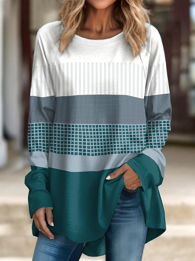 Tops Fashion Printed Round Neck Long Sleeve T-Shirt