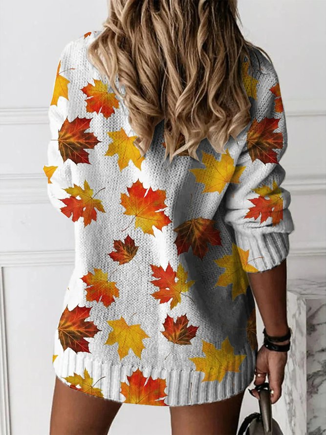 Maple Leaf Casual Loose Sweater