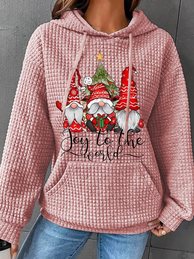 Joy To The World Gnome Christmas Cotton-Blend Simple Hoodie