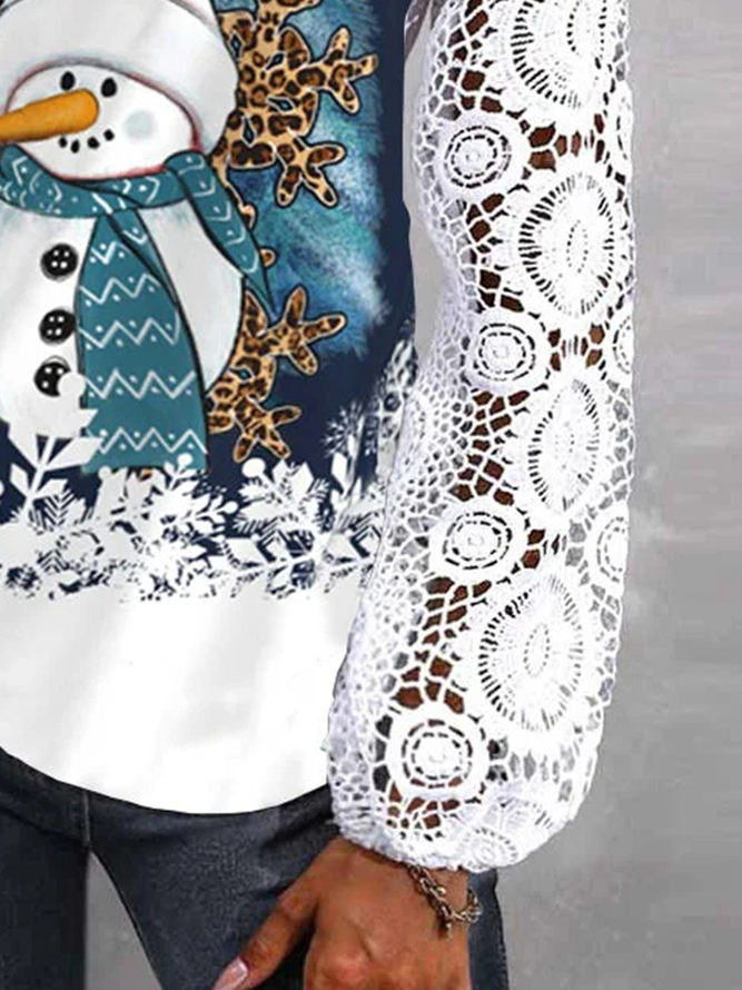 Christmas Lace Loose Casual Shirt