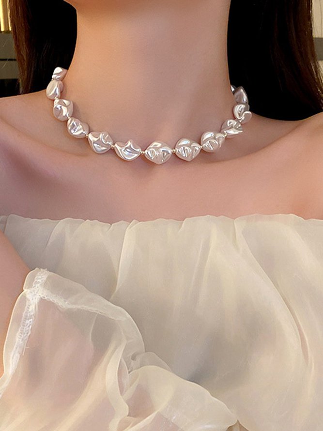 Women Plain All Season Elegant Daily Choker Pearl Necklaces-image-16167473