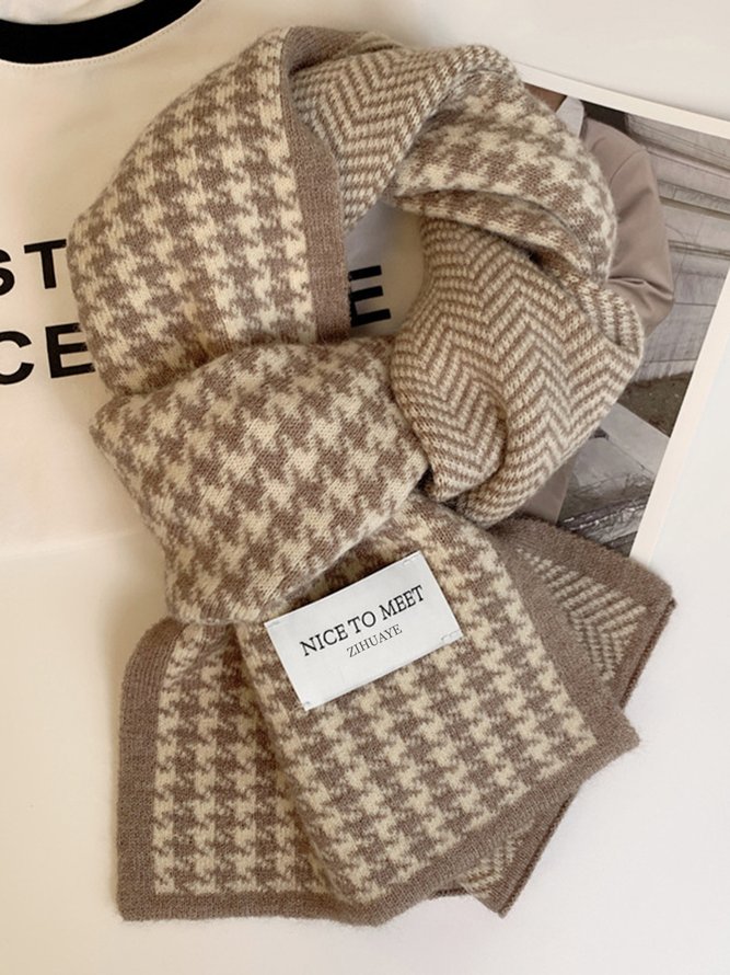 Women Casual Houndstooth All Season Heavyweight Sports &amp; Outdoor Warmth Cotton-Blend Scarf Scarf-image-16033961