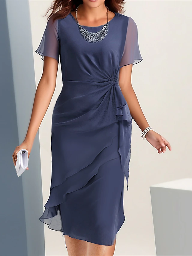 Women Plain Summer Elegant Natural Party Midi S-Line Regular Semiformal Dresses-image-16214322