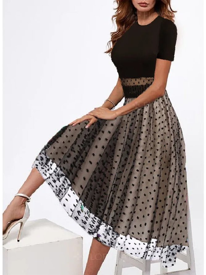 Women Polka Dots Summer Elegant Natural Prom Regular Fit Maxi Regular Semiformal Dresses-image-16216850
