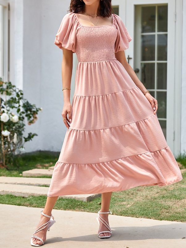 Casual Plain Summer Polyester No Elasticity Daily X-Line Regular No Dresses for Women-image-16228228