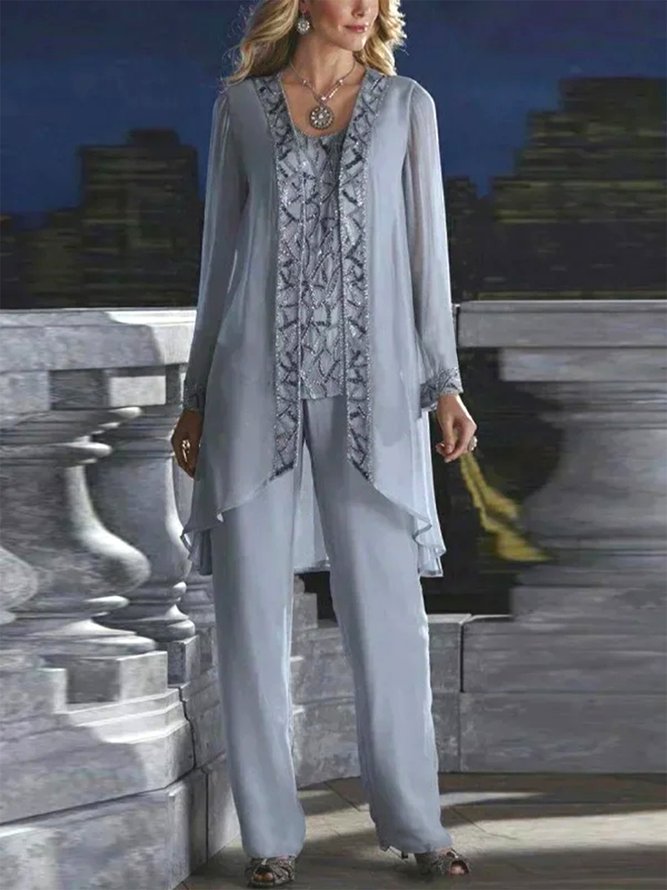 Women Plain Spring/Fall Elegant Date Long Sleeve Top With Pants H-Line Regular Semiformal Matching Outfits-image-16224544