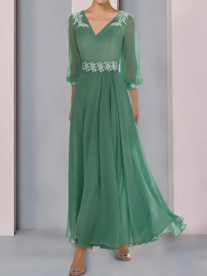 Women Plain Spring/Fall Elegant No Elasticity Regular Fit Regular Lace Edge Formal Dress No Dresses-image-16214321