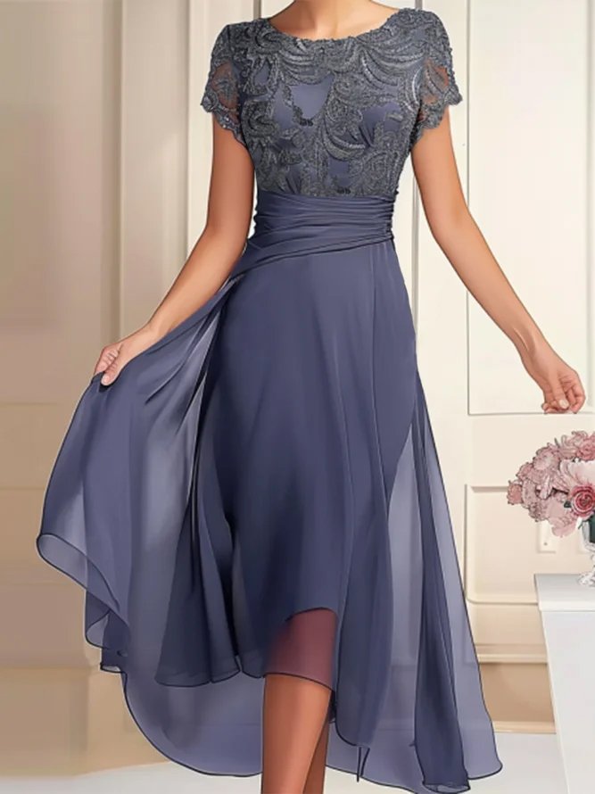 Women Plain Summer Elegant Natural No Elasticity Loose Lace Midi Regular Dresses-image-16216896
