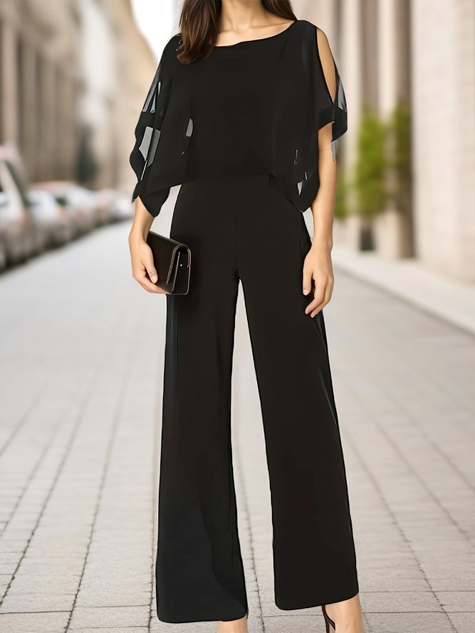 Women Plain Summer Elegant Natural Half Sleeve Crew Neck Top With Pants Regular Semiformal Two-Piece Sets-image-16224545