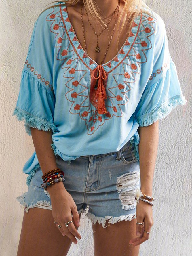 Casual V Neck Accessories anniecloth