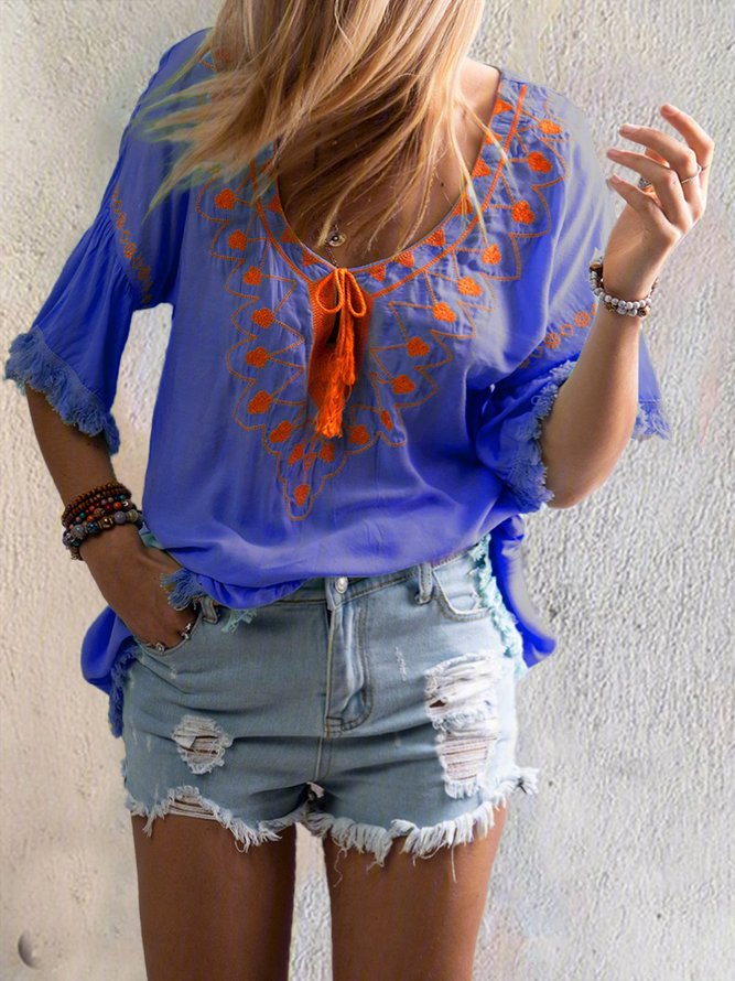 Casual V Neck Accessories anniecloth