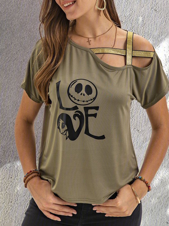 Stand Collar Short Sleeve Casual Printed T-Shirts