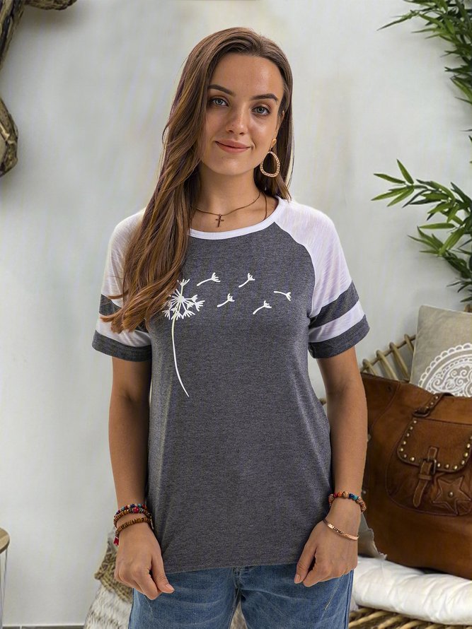 Crew Neck Casual Short Sleeve Printed T-Shirts