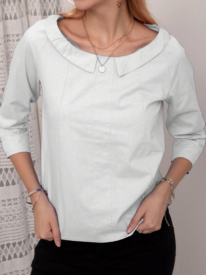 Plus Size Solid Casual Long Sleeve Blouse
