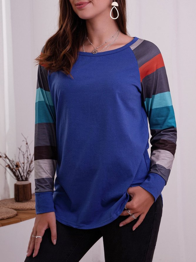 Round Neck Striped Jersey Tunics-image-6988514