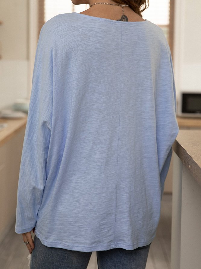 Long Sleeve Beaded Cotton T-shirt