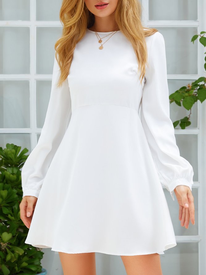 White Summer Dress Long Sleeve Mini Dress Casual White Dress Long Sleeve  Long Sleeve Dress