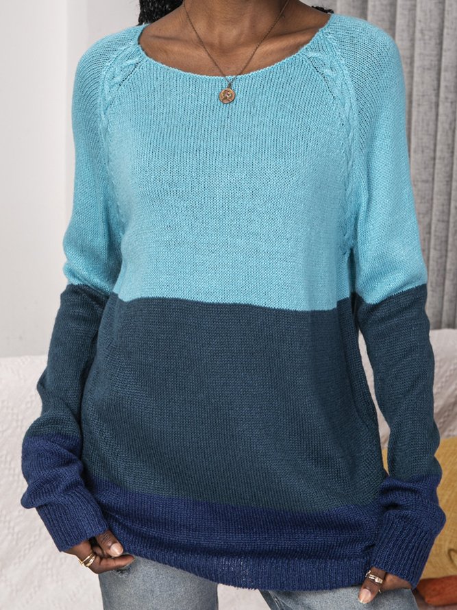 Long Sleeve Color-Block Casual Sweater