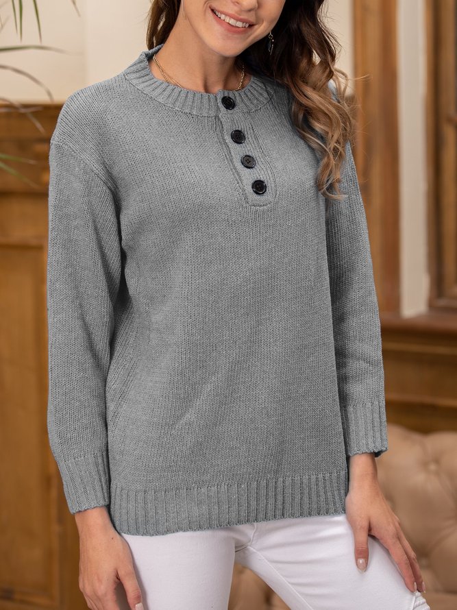 Beige Long Sleeve Casual Sweater