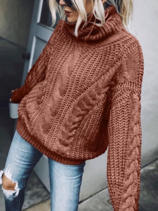 Long Sleeve Vintage Shift Cotton-Blend Sweater