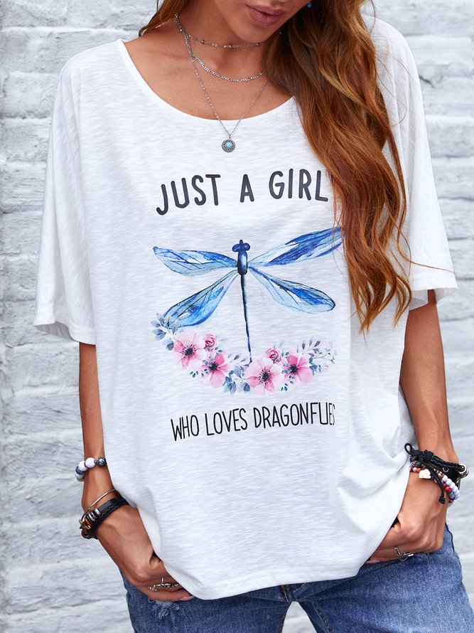 Casual Cotton Floral Short Sleeve T-shirt