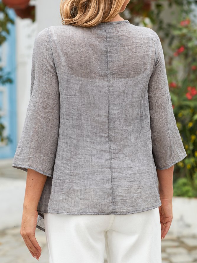 Oversized loose linen women's summer shirt (the fabric is a bit transparent, you need to wear it with a tube top)