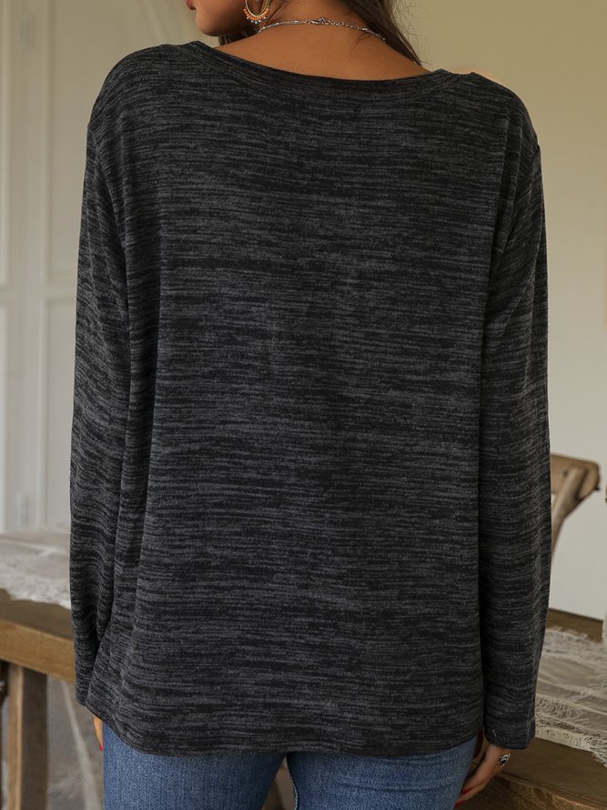 Melange Knitted Long Sleeve Sweater