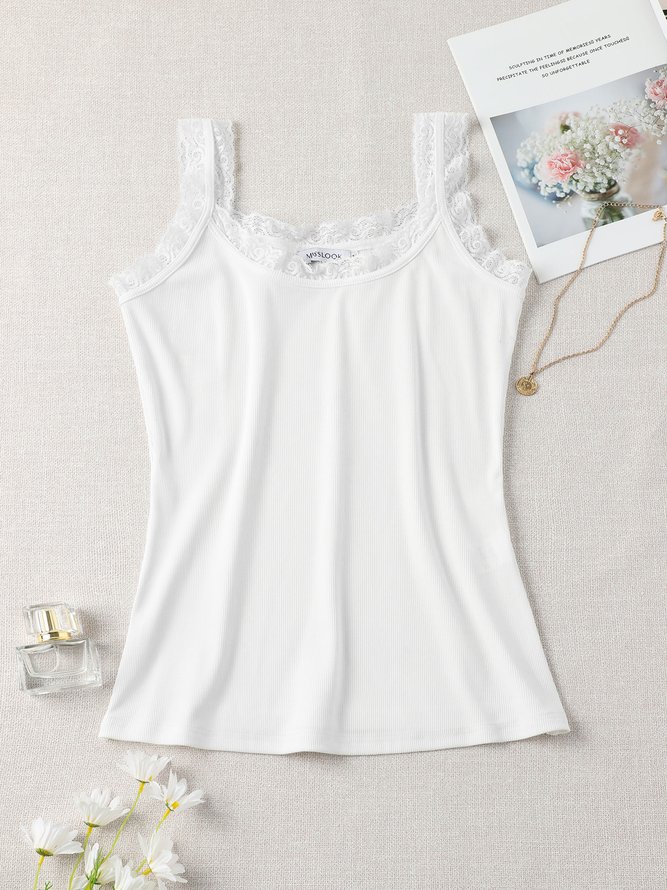 Women's Square Neck Solid Cotton-Blend Sexy Tank & Cami