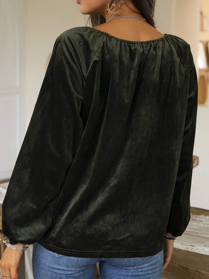 Women's Casual Velvet Long sleeve Top