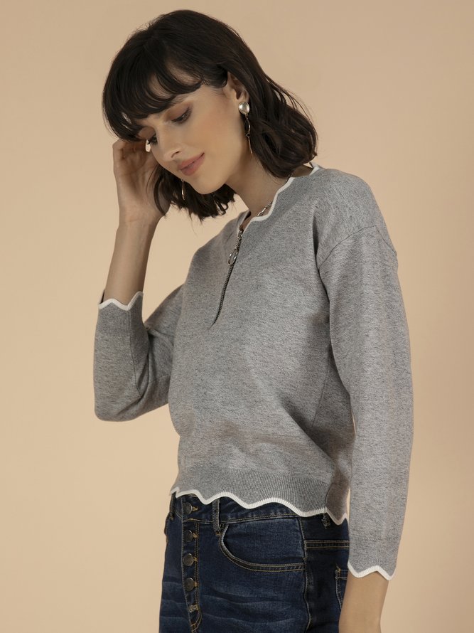 Blue Shift V Neck Casual Sweater