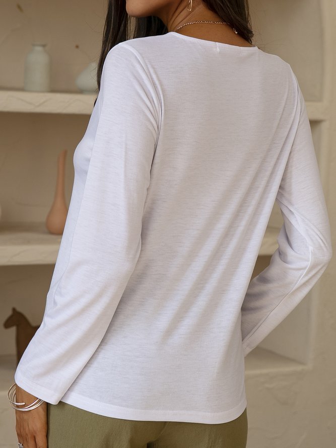 Cotton-Blend Long Sleeve Vintage Shift Long sleeve tops