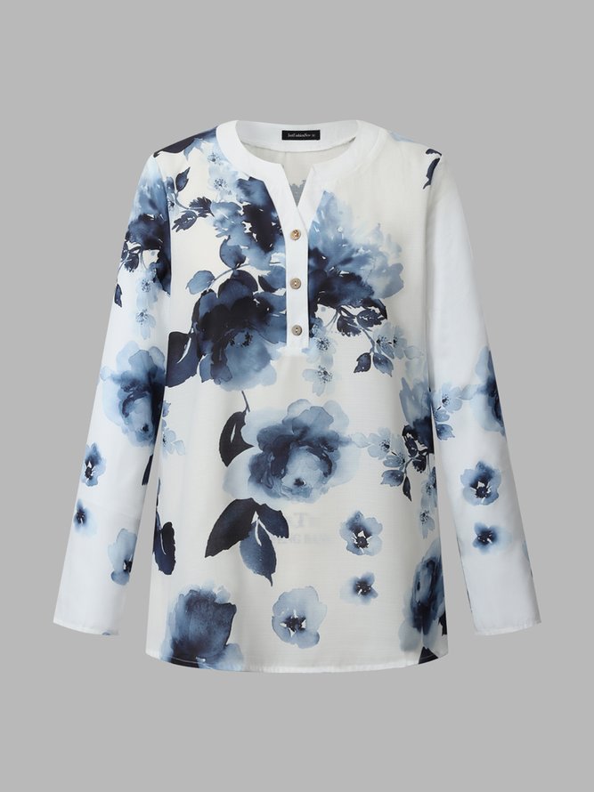 Floral Buttoned Long Sleeve Boho Blouse