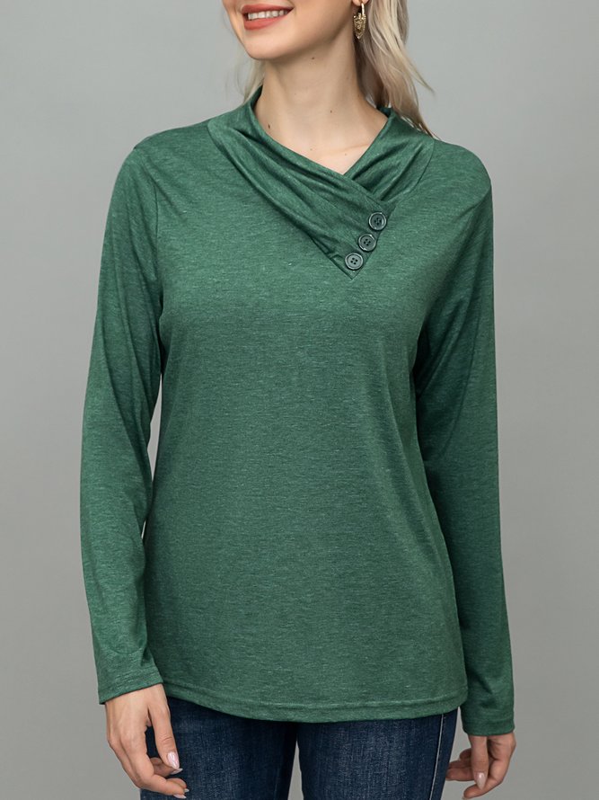 Casual Cotton Turtleneck Tunic Tops