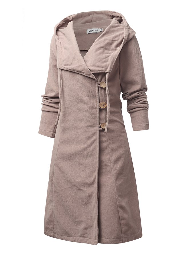 Gray Patchwork Long Sleeve Buttoned Overcoat