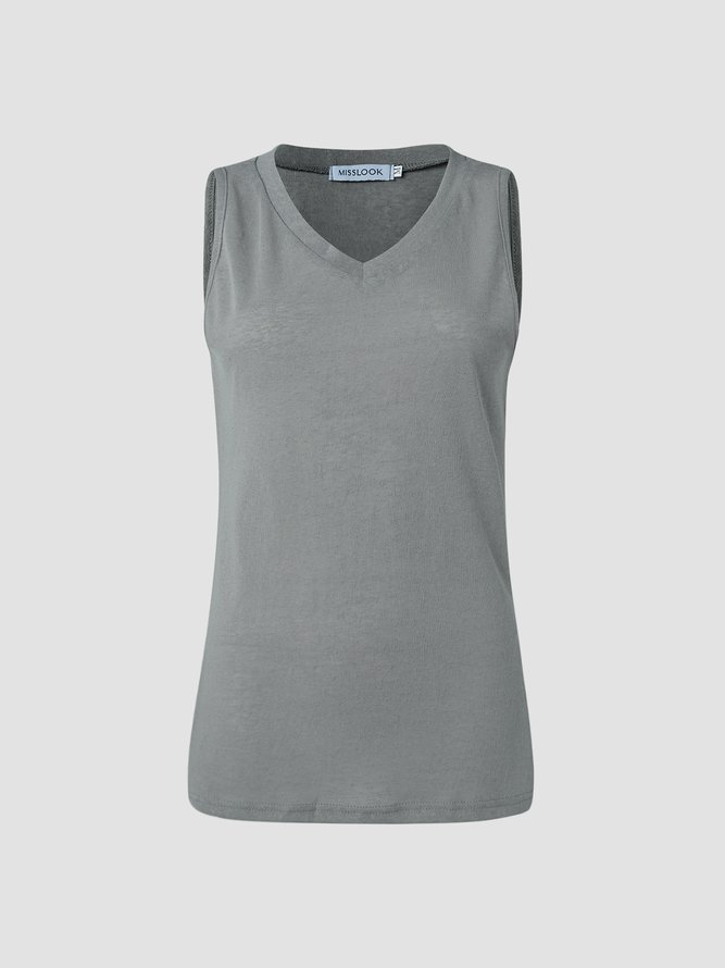 Women Solid Shift Casual Sleeveless Shirts & Tops